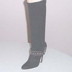 NEW MANOLO BLAHNIK silver studs/chain boot 36.5